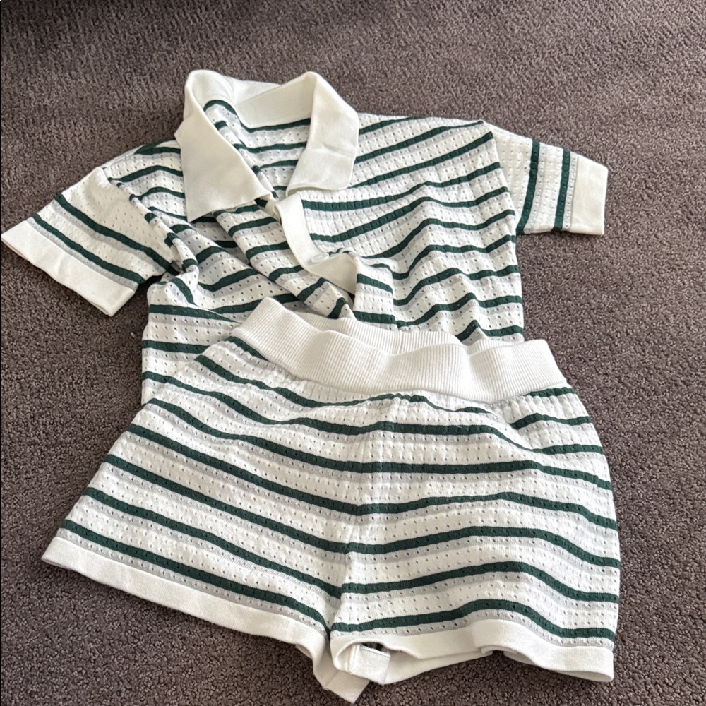 Amazon Green and White Striped Outfit